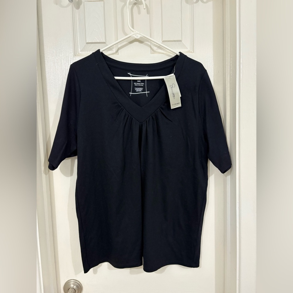 Lane Bryant Elegant Black V-Neck Top